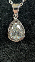 Galactic Ice Stardrop Halo 1CT Pear Cut Moissanite S925 Necklace