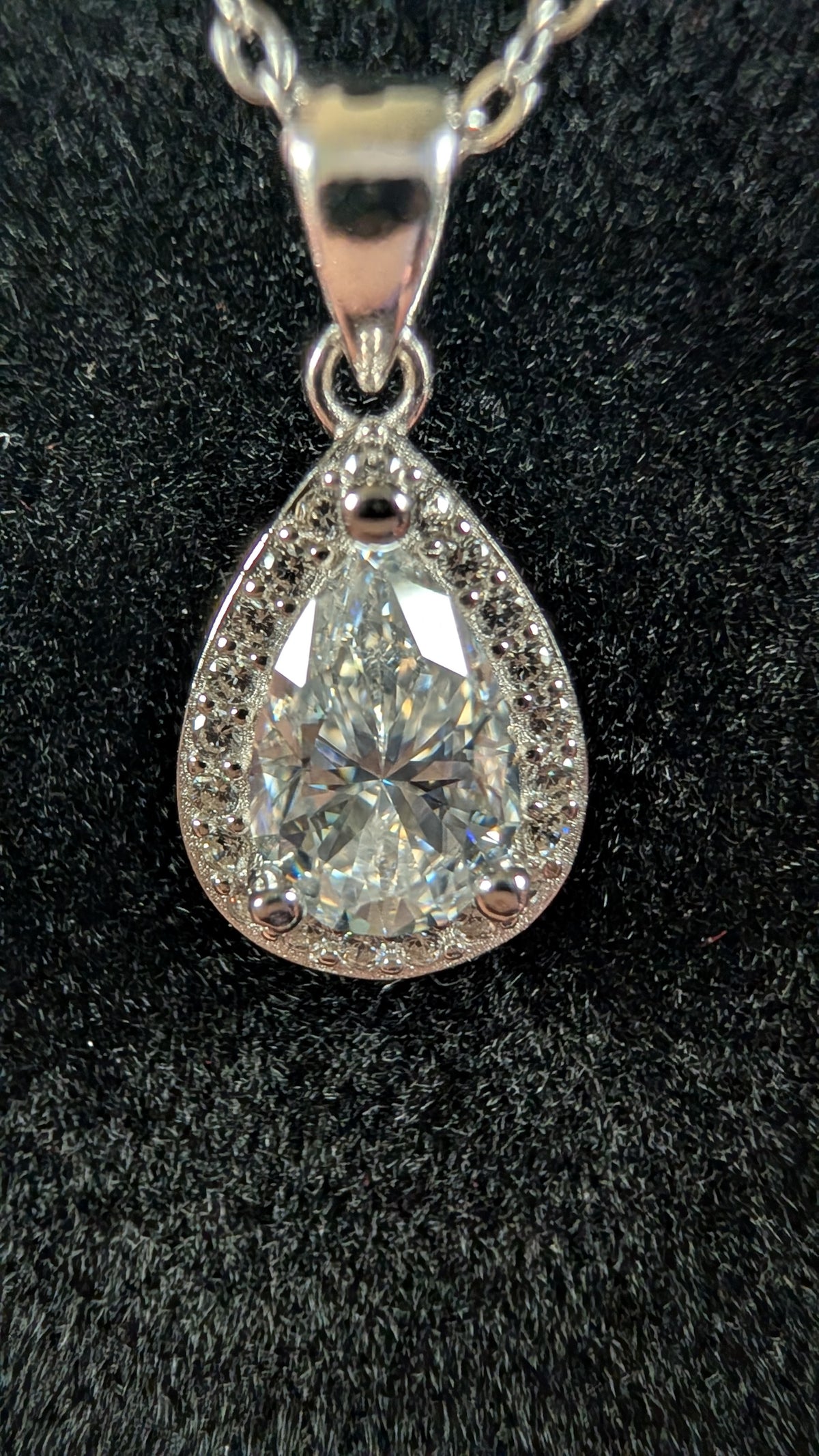 Galactic Ice Stardrop Halo 1CT Pear Cut Moissanite S925 Necklace