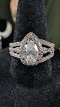 Plated 1CT Andromeda Empress Pear Cut 2pc Moissanite Silver Plated Ring Set