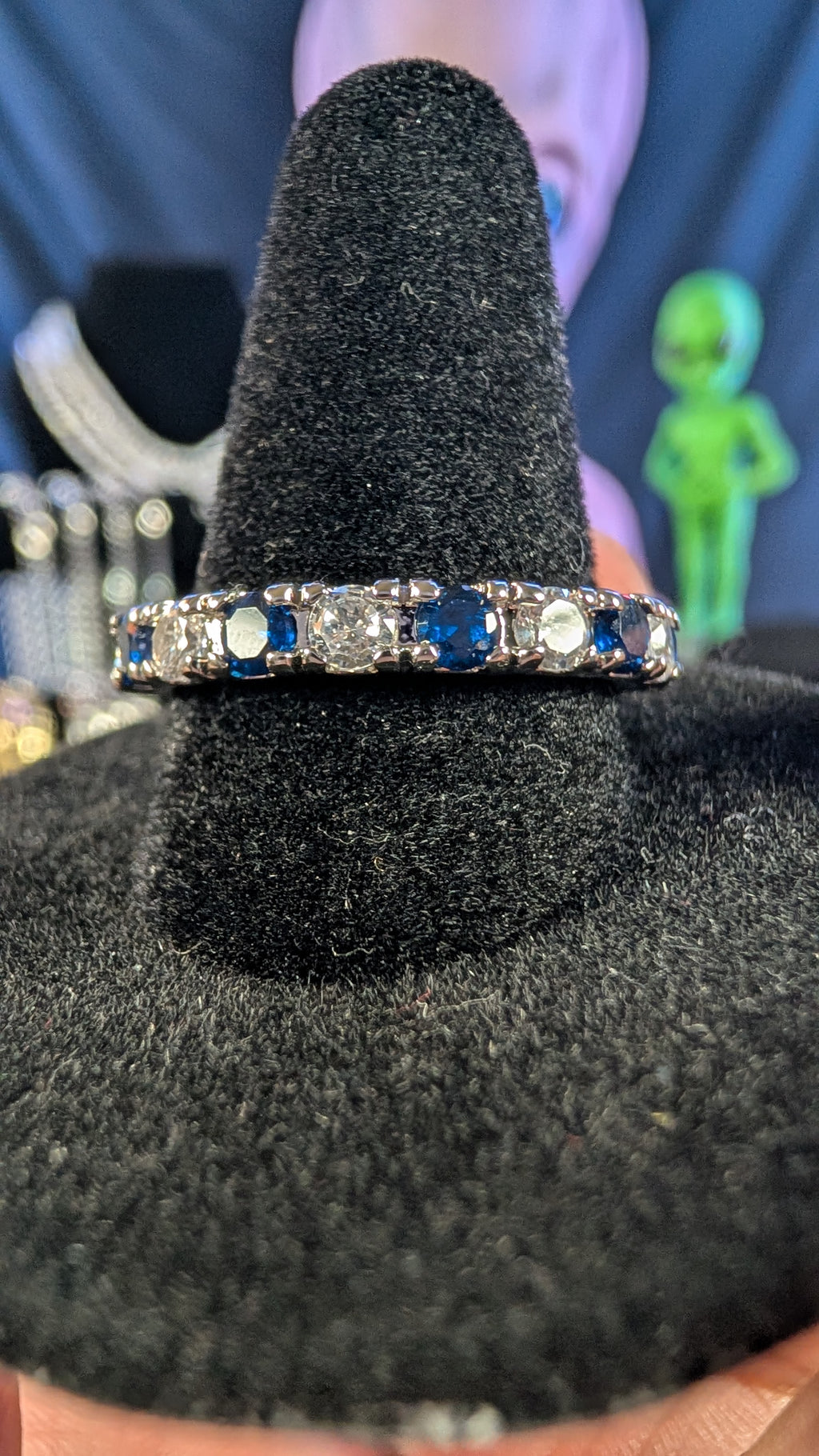 Plated CZ Neptune Starlight Blue/White Eternity Band