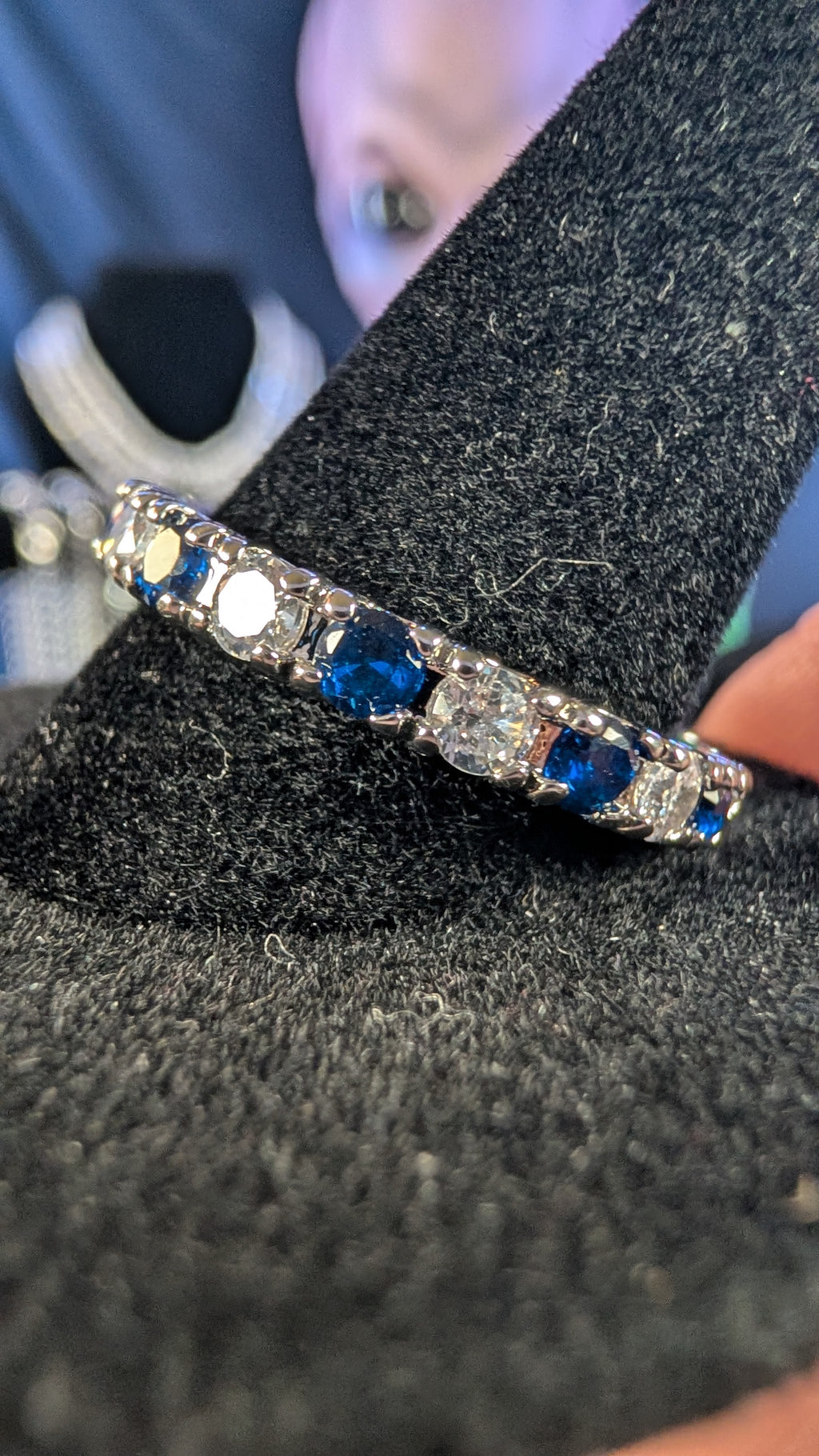 Plated CZ Neptune Starlight Blue/White Eternity Band