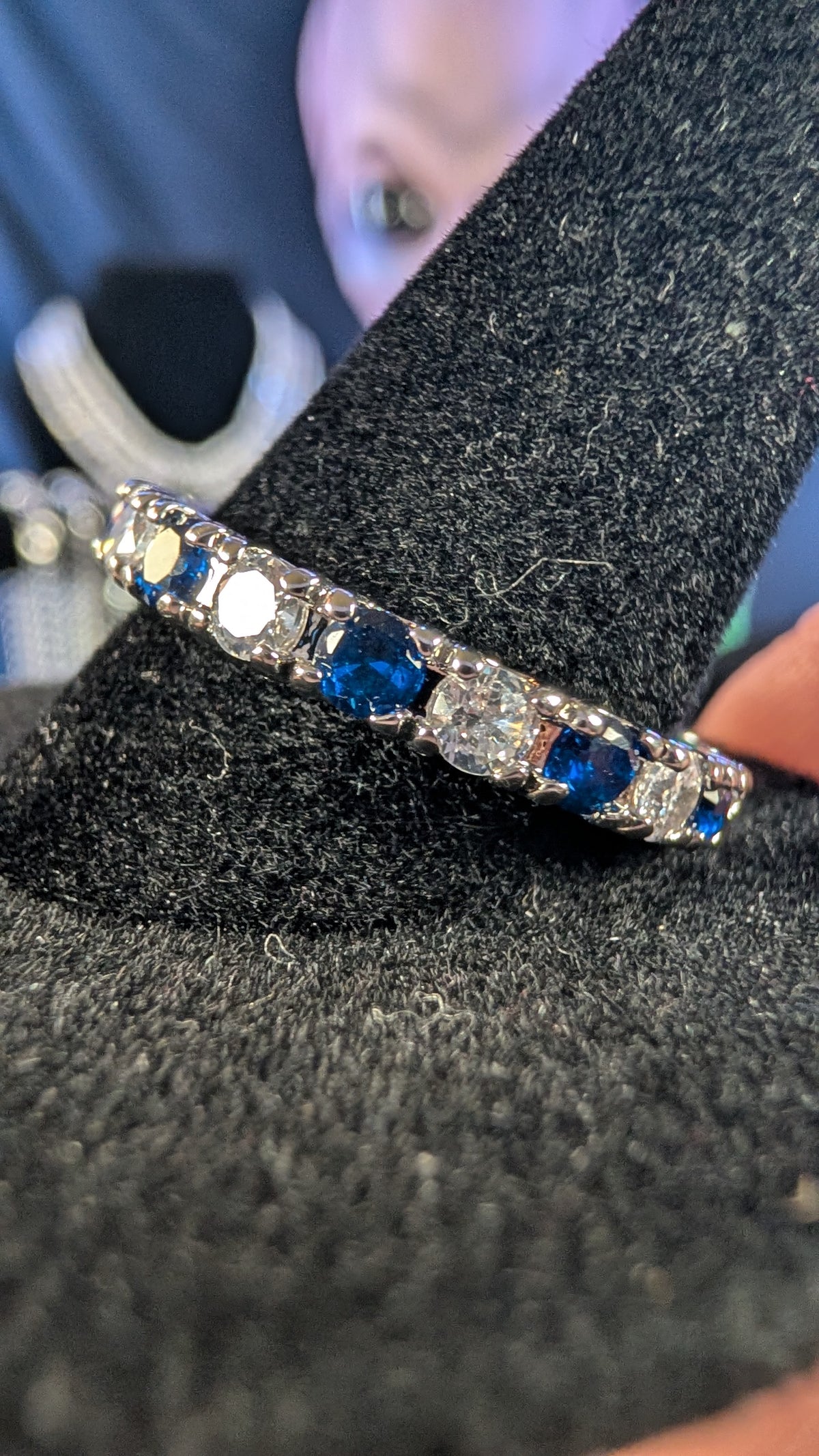 Plated CZ Neptune Starlight Blue/White Eternity Band