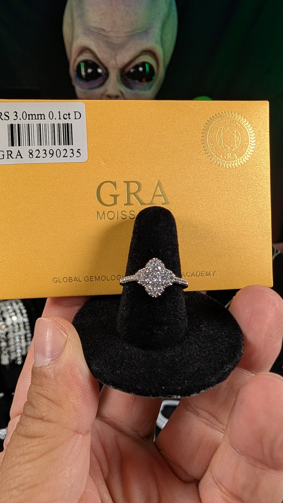 Plated 3mm 0.1 CT Stellar Clover Moissanite Ring