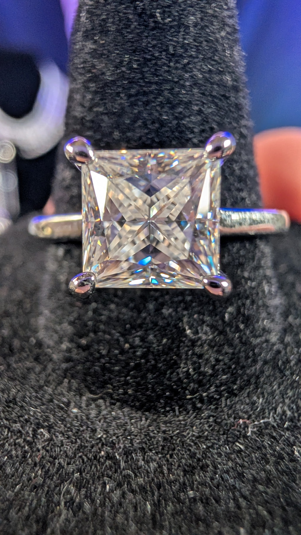 Plated 2CT Andromeda Princess Cut Moissanite Silver Plated Ring