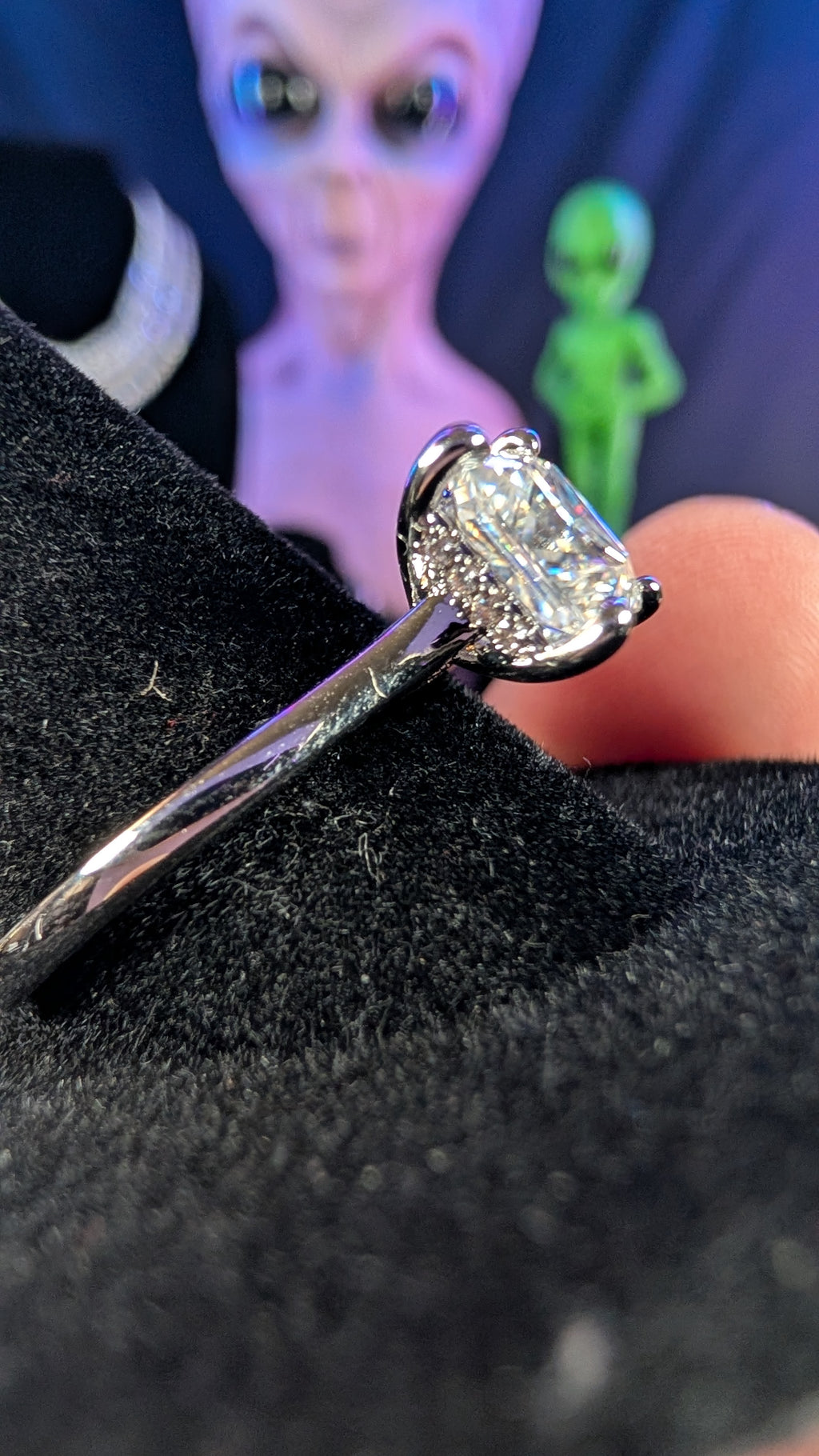 Plated 2CT Andromeda Princess Cut Moissanite Silver Plated Ring