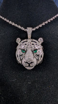 Plated Nebula Predator Moissanite Pendant on a 24 inch 3mm Plated Rope Chain