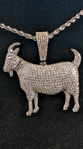 Plated Cosmic G.O.A.T Moissanite Pendant on a 24 inch 3 mm Plated Rope Chain