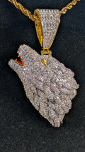 Plated Gold Lunar Alpha Moissanite Pendant on a 24in 3mm Rope Chain
