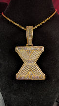 Plated Gold Infinity Vault Moissanite Pendant w/a 24in 3mm Rope Chain
