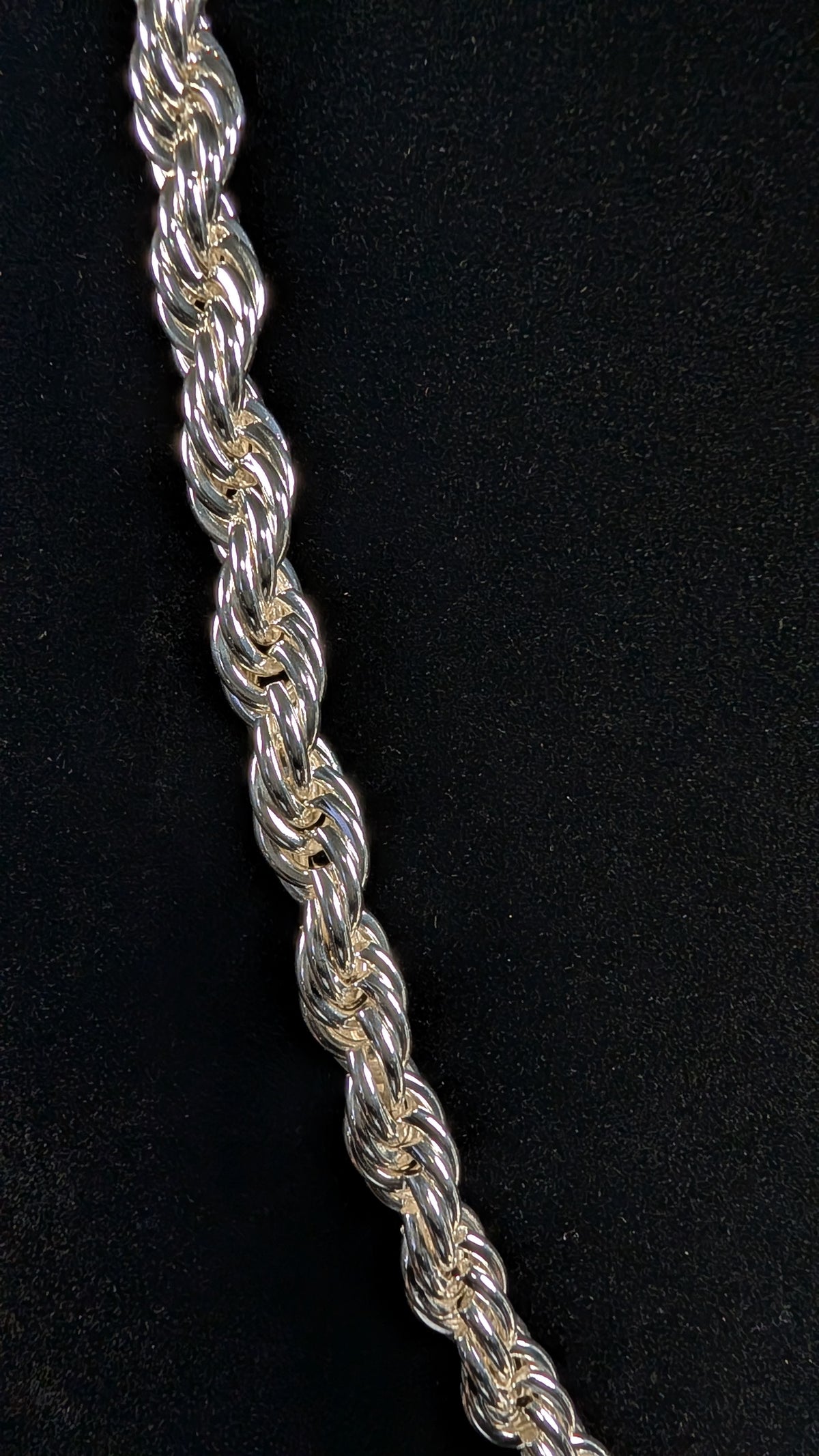 Plated Silver Cosmic Twist 24in 8mm Rope Chain Necklace
