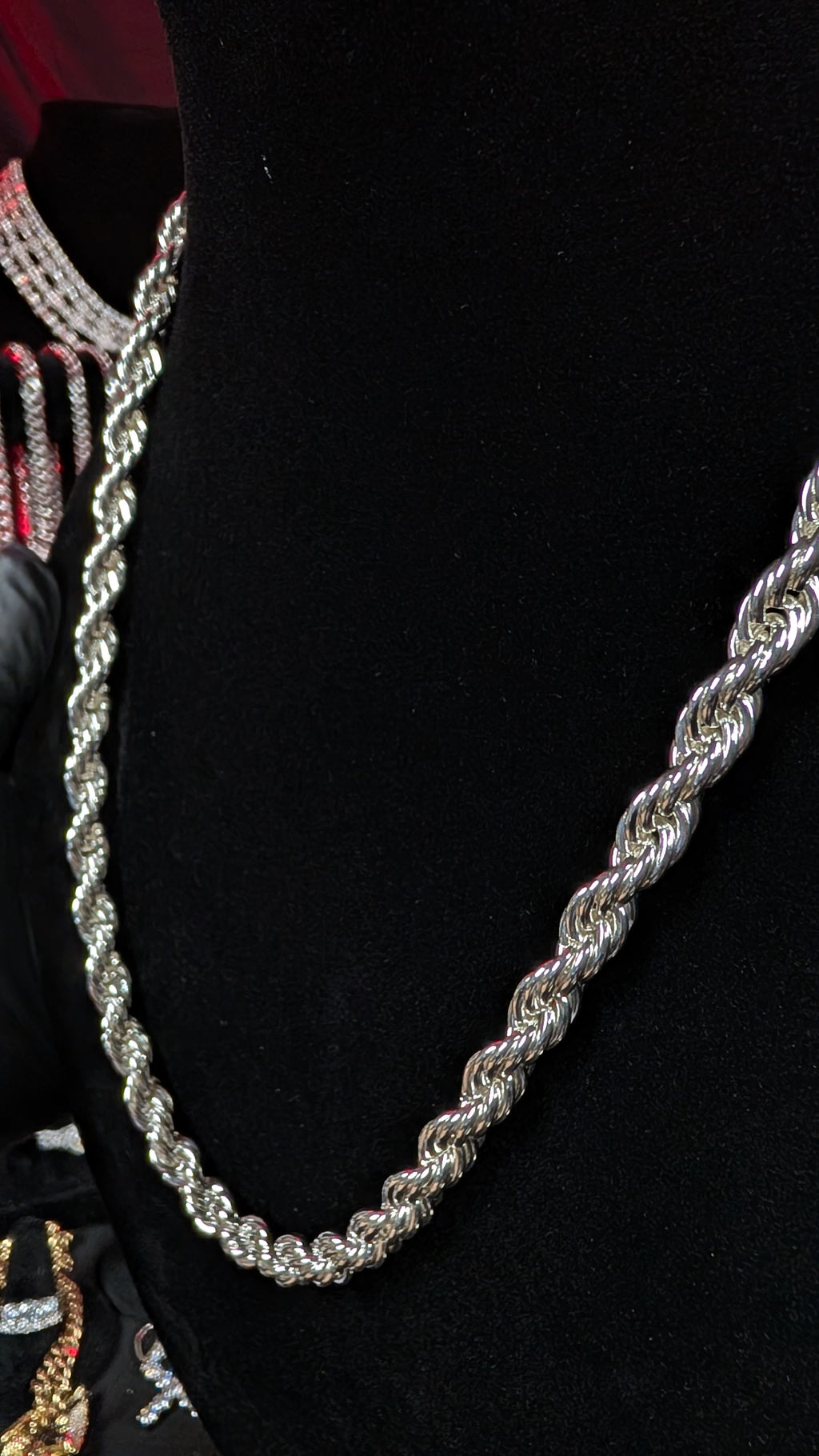 Plated Silver Cosmic Twist 24in 8mm Rope Chain Necklace