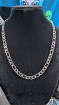 Plated Silver Orbit Link 24in 10mm Figaro Chain Necklace