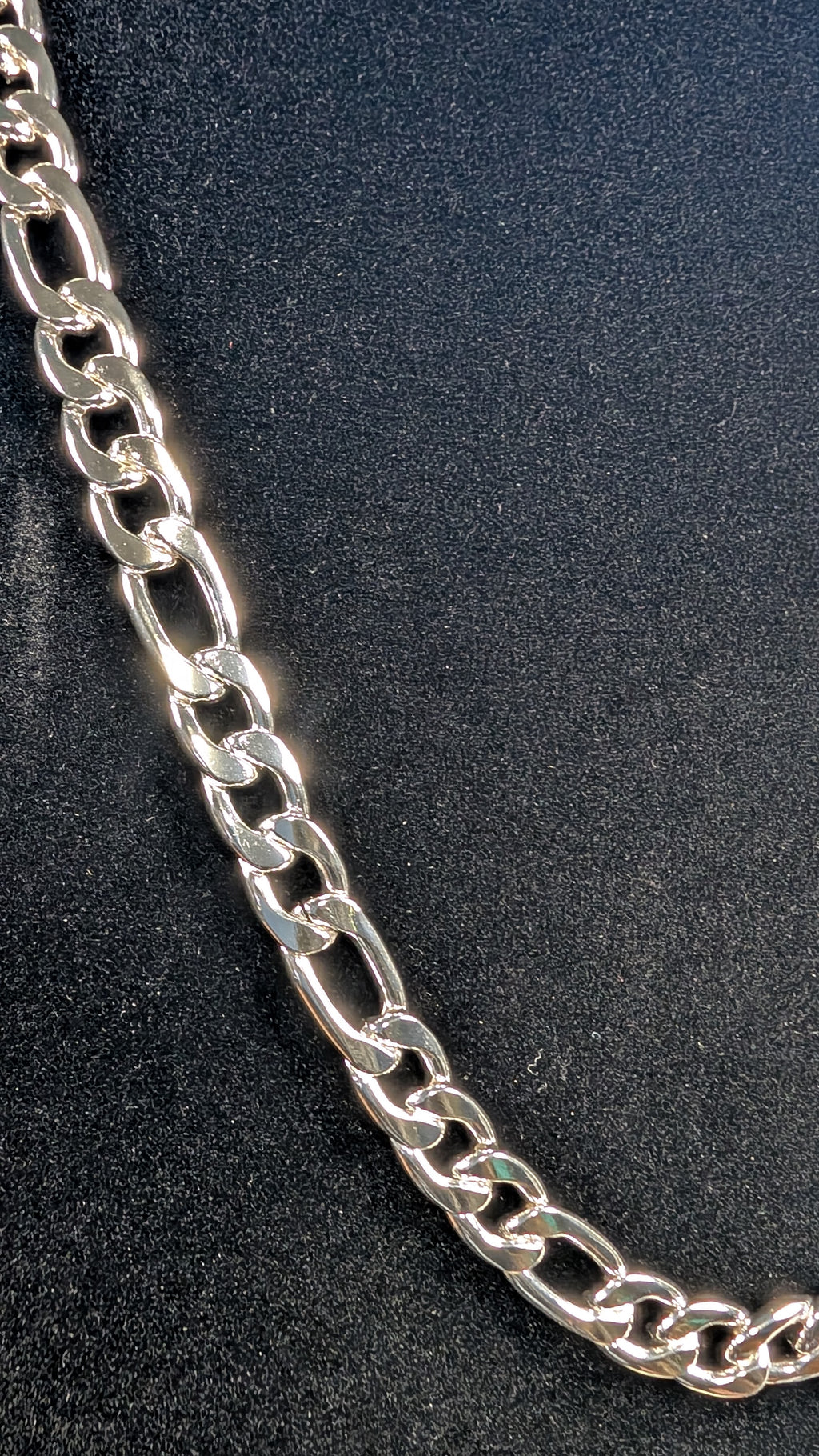 Plated Silver Orbit Link 24in 10mm Figaro Chain Necklace