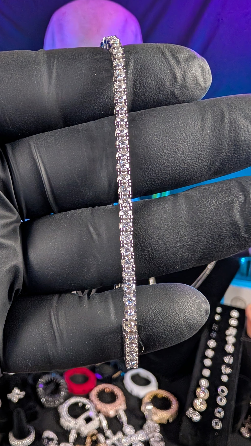 Galactic Ice Starlight Orbit - 2mm Moissanite S925 Sterling Silver Tennis Bracelet 7"