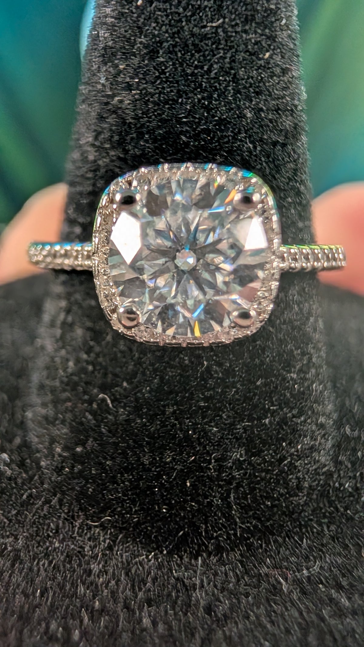 Galactic Ice 1CT Supernova Halo Moissanite S925 Sterling Silver Ring