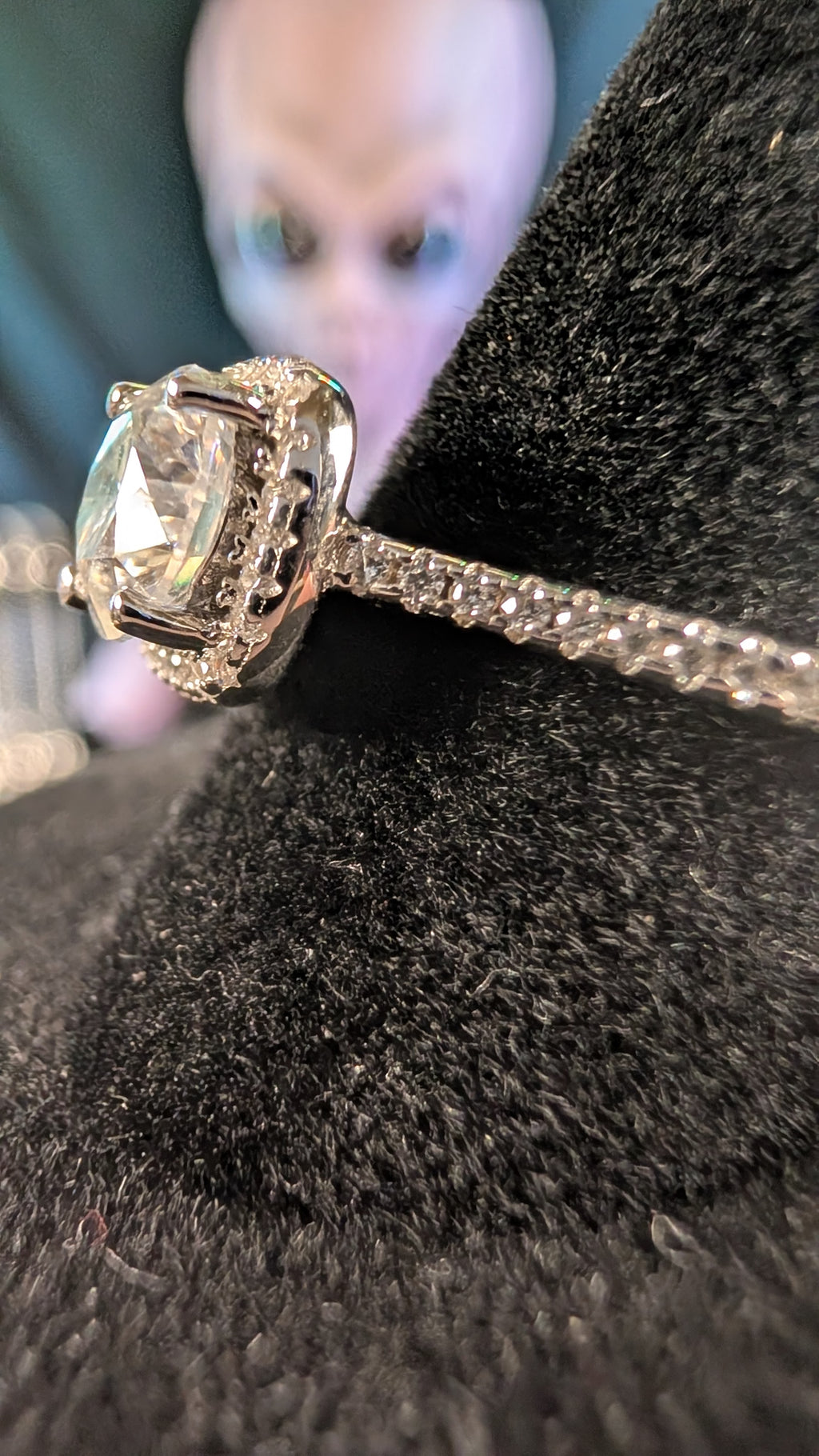 Galactic Ice 1CT Supernova Halo Moissanite S925 Sterling Silver Ring