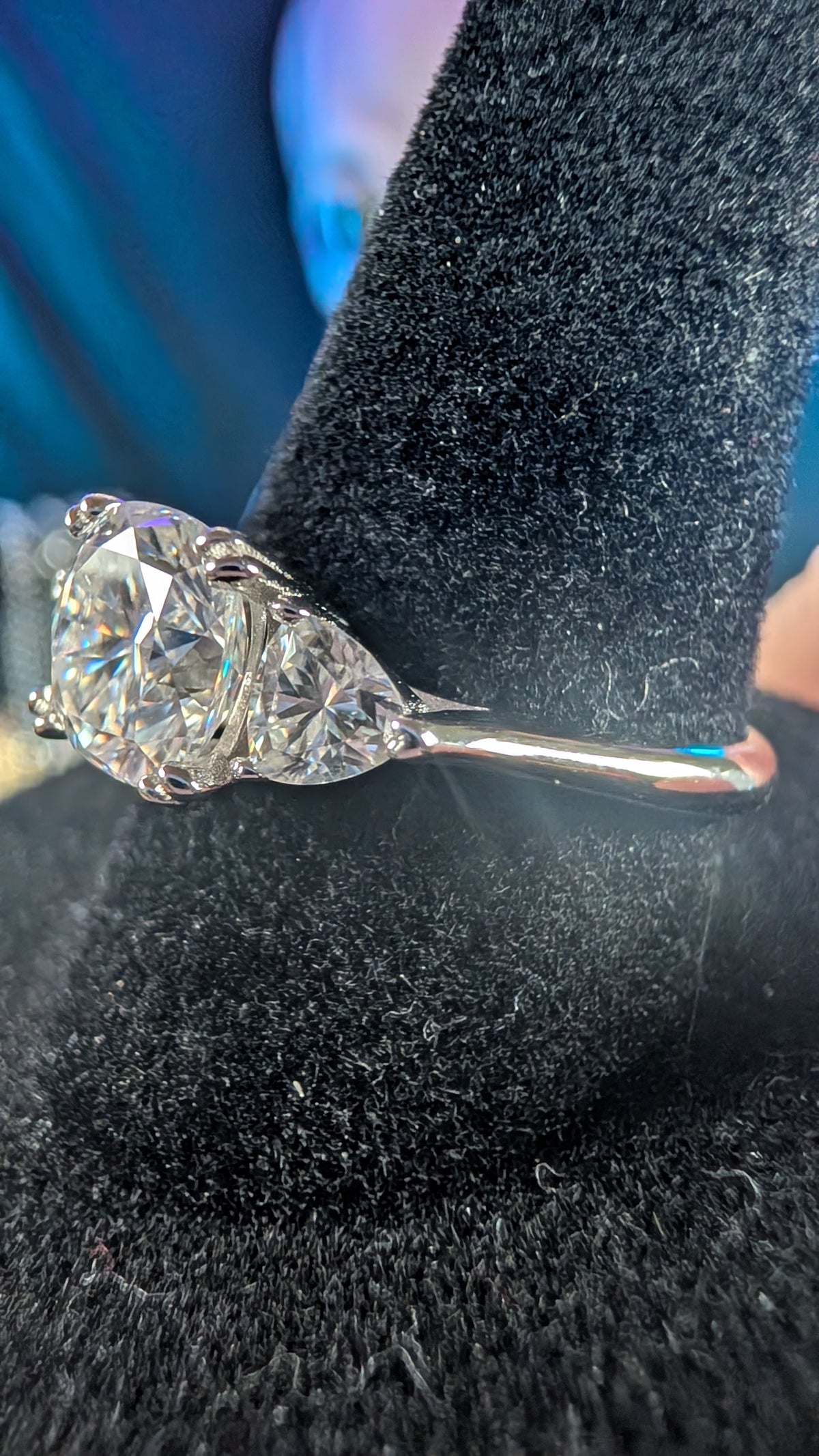Galactic Ice 2CT Celestial Trinity Moissanite S925 Sterling Silver Ring