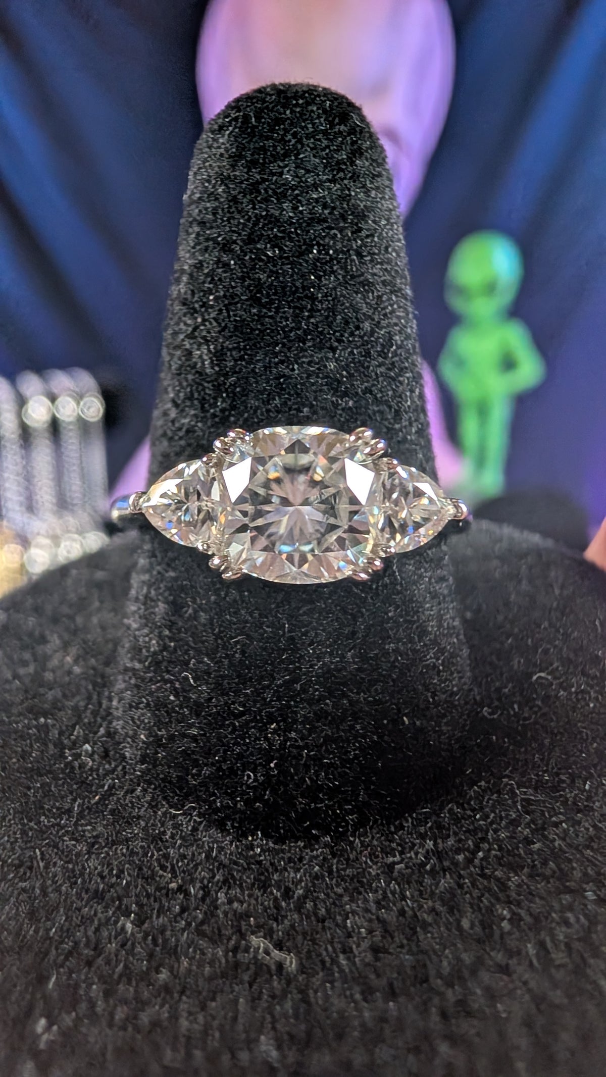 Galactic Ice 2CT Celestial Trinity Moissanite S925 Sterling Silver Ring