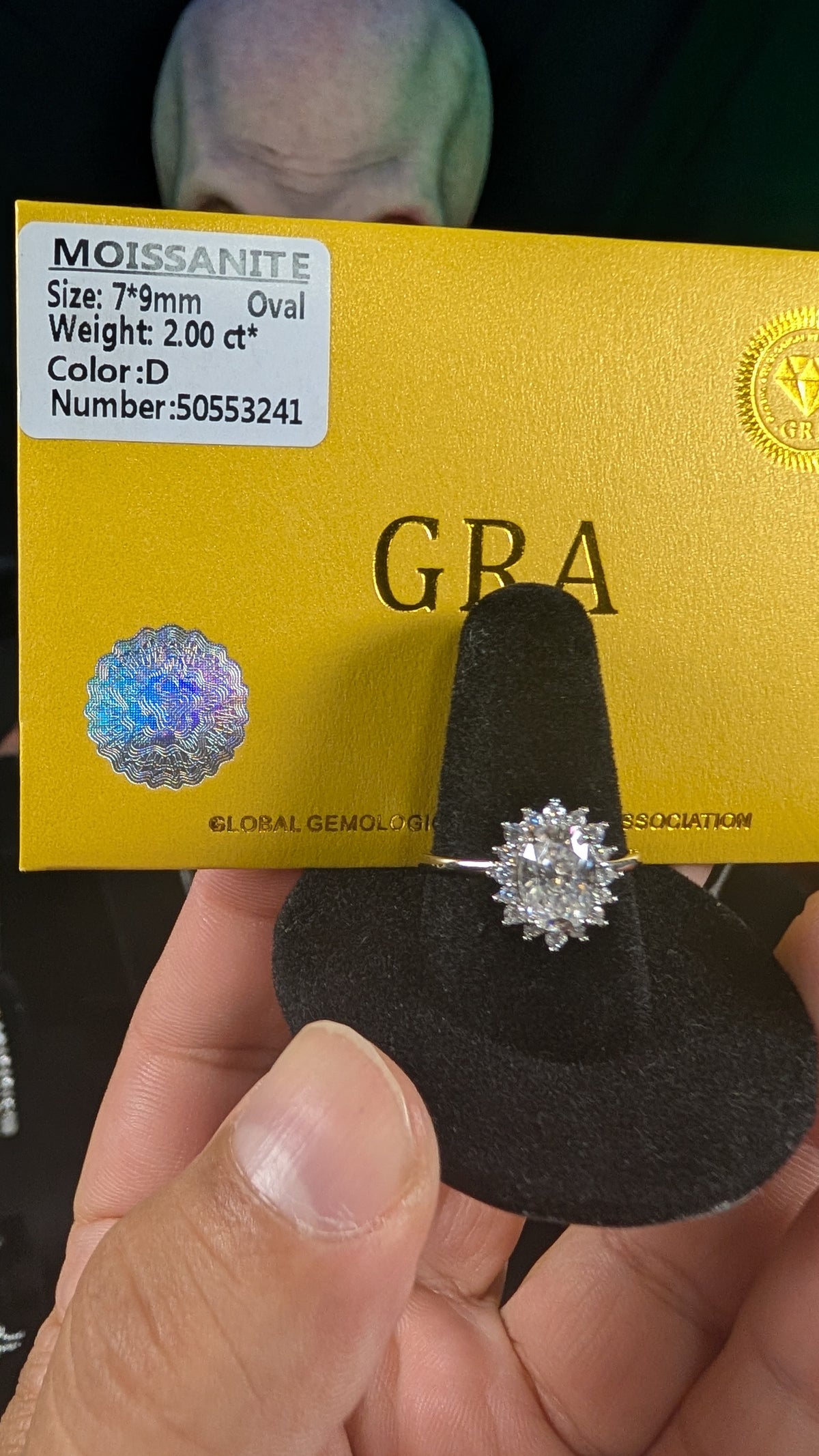 Galactic Ice 2CT Nova Crown Oval Moissanite S925 Sterling Silver Ring