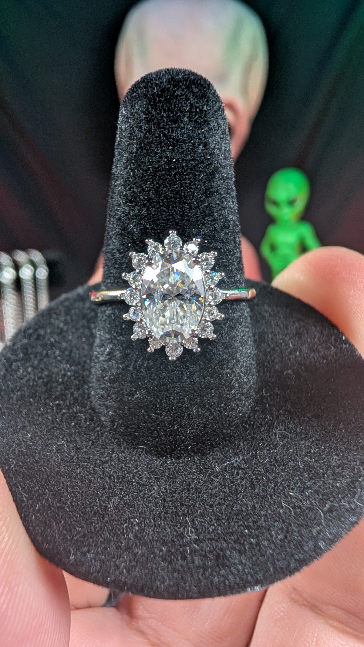 Galactic Ice 2CT Nova Crown Oval Moissanite S925 Sterling Silver Ring