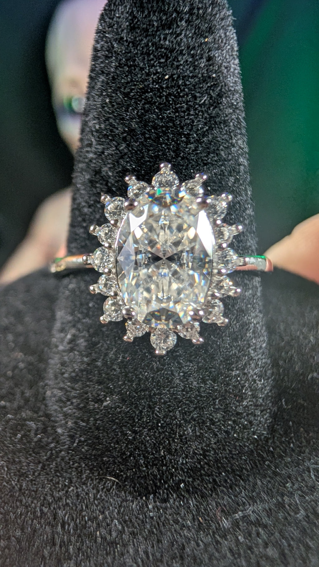Galactic Ice 2CT Nova Crown Oval Moissanite S925 Sterling Silver Ring