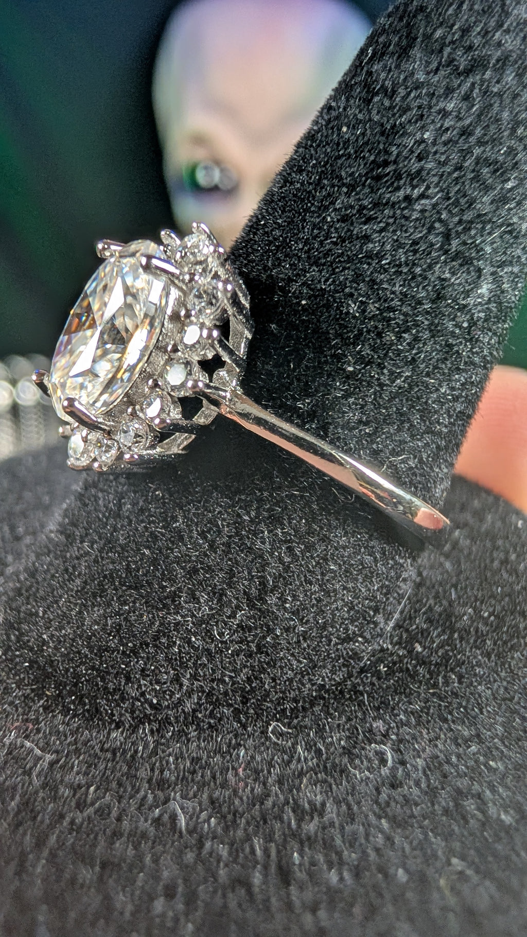 Galactic Ice 2CT Nova Crown Oval Moissanite S925 Sterling Silver Ring