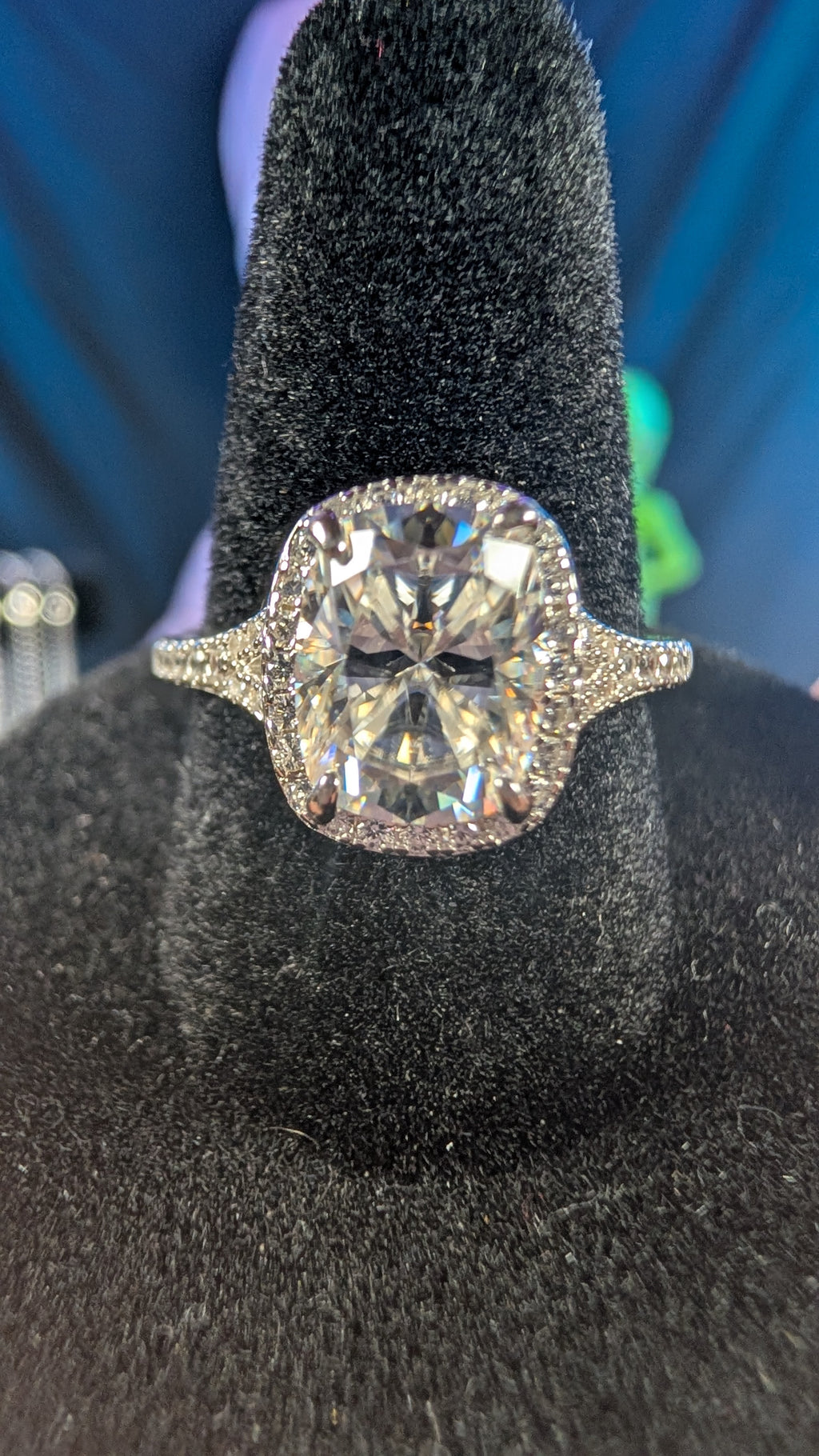 Galactic Ice 3CT Andromeda Radiance Cushion Moissanite S925 Sterling Silver Ring