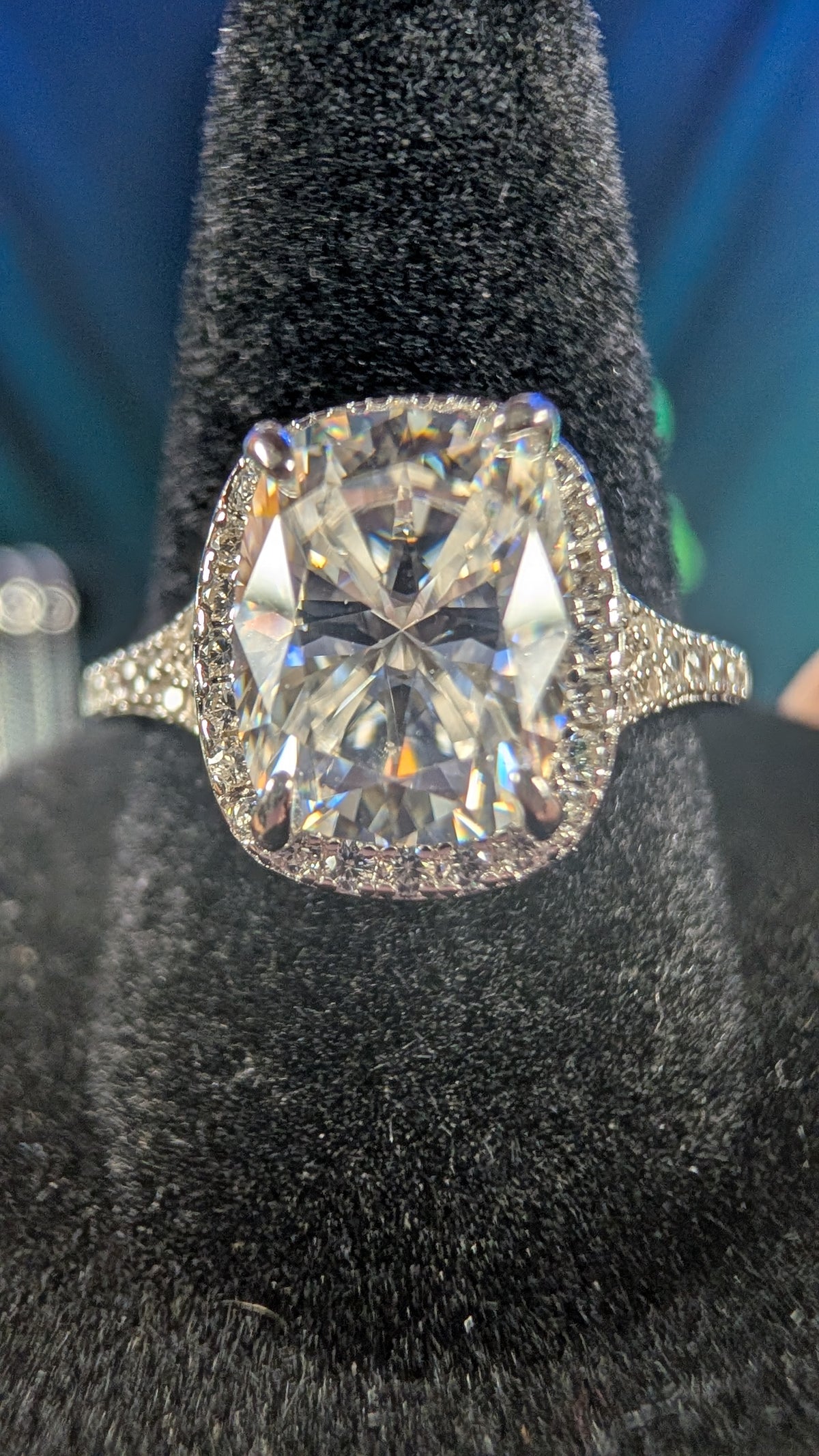 Galactic Ice 3CT Andromeda Radiance Cushion Moissanite S925 Sterling Silver Ring