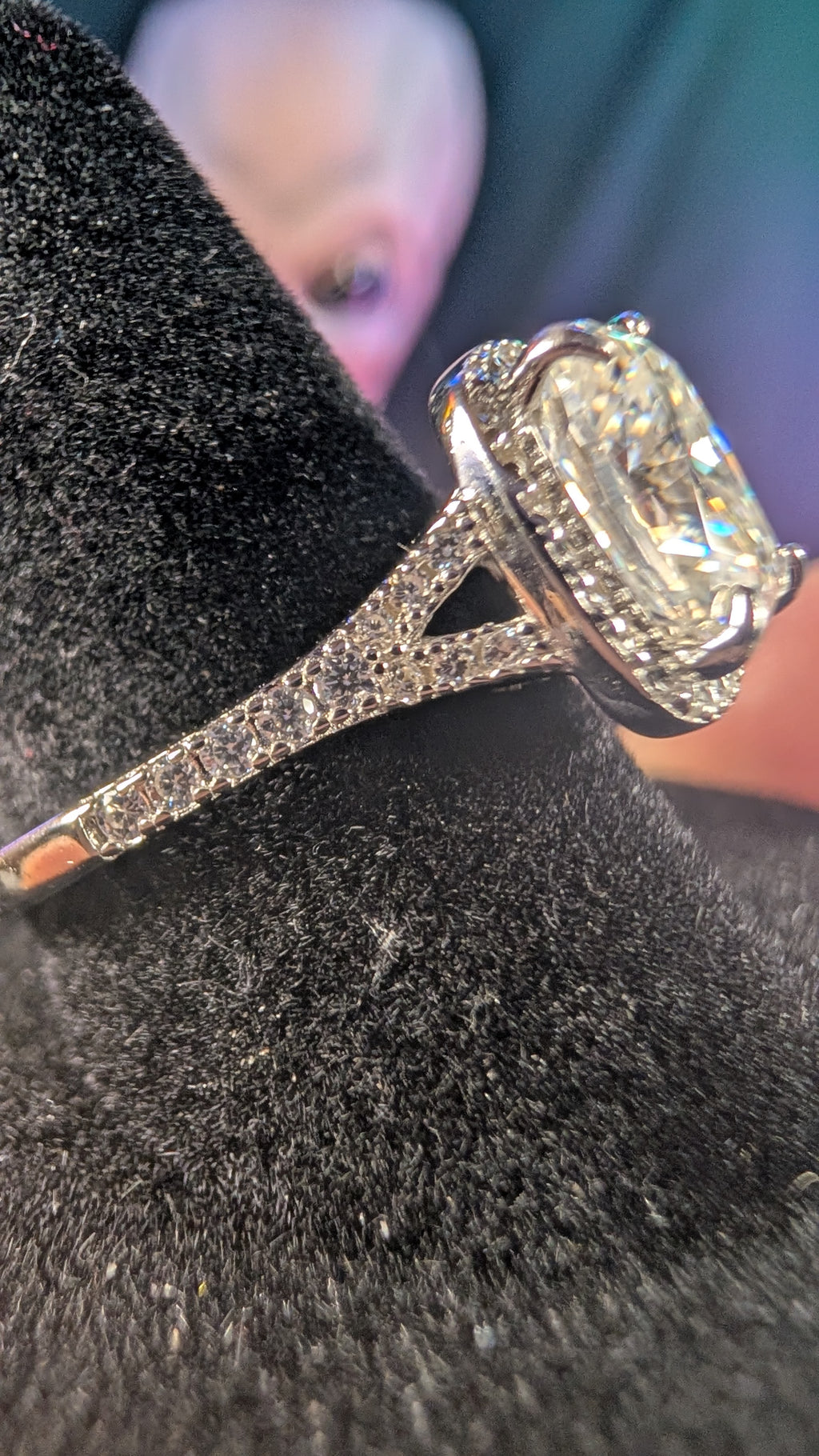 Galactic Ice 3CT Andromeda Radiance Cushion Moissanite S925 Sterling Silver Ring