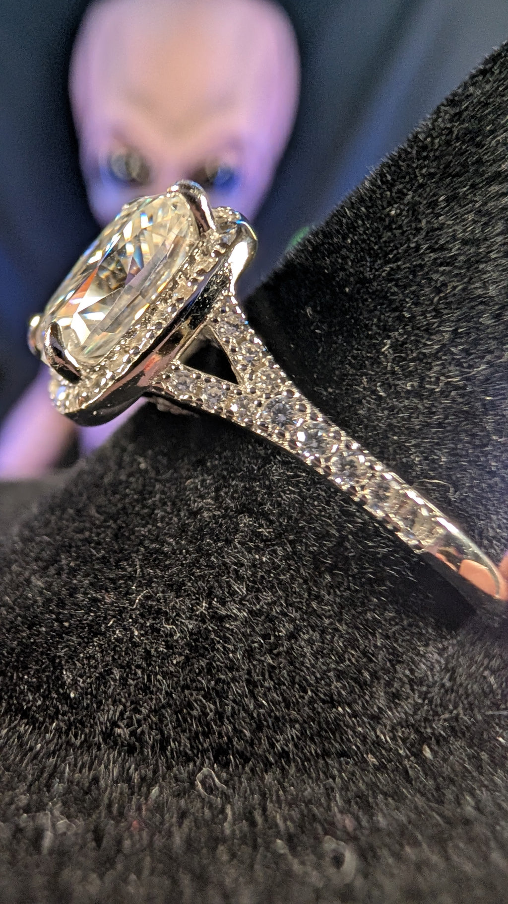 Galactic Ice 3CT Andromeda Radiance Cushion Moissanite S925 Sterling Silver Ring