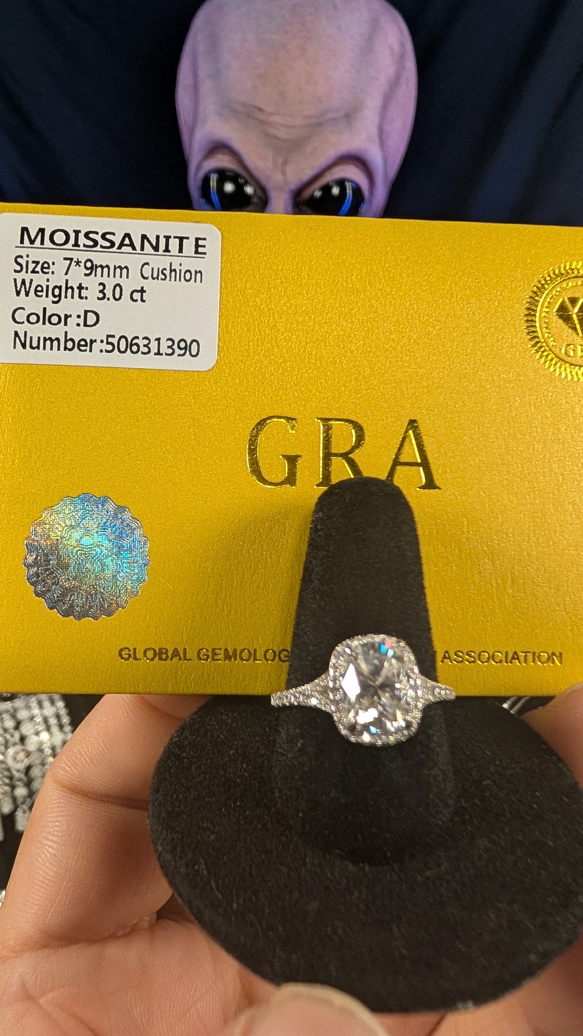 Galactic Ice 3CT Andromeda Radiance Cushion Moissanite S925 Sterling Silver Ring