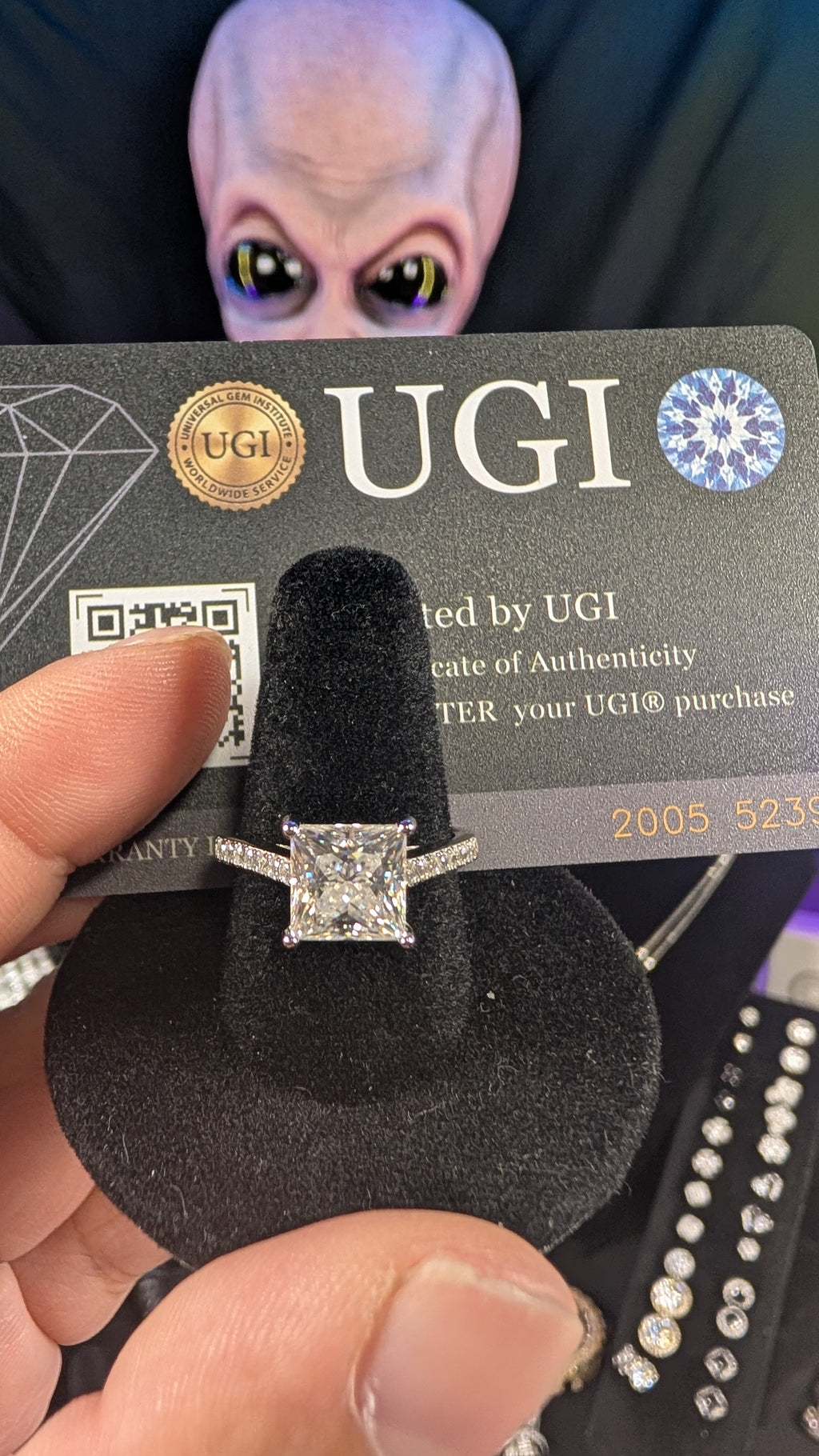 Galactic Ice 3CT Quasar Princess Moissanite S925 Sterling Silver RIng