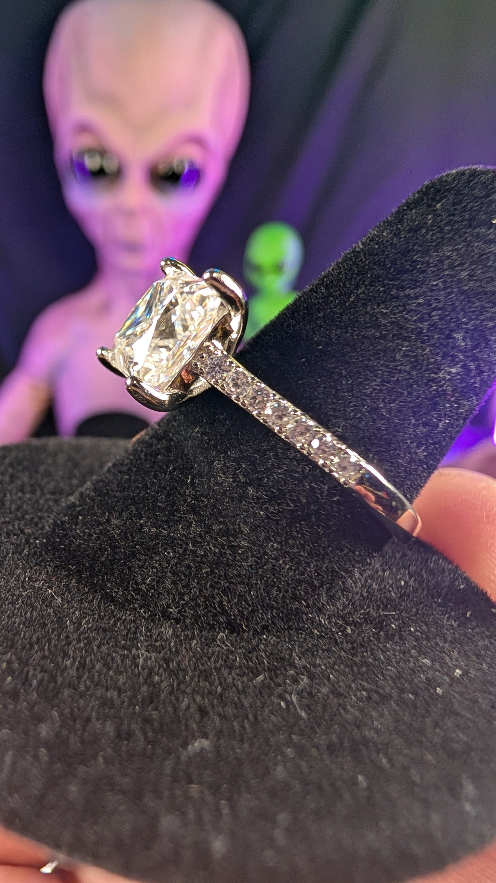 Galactic Ice 3CT Quasar Princess Moissanite S925 Sterling Silver RIng