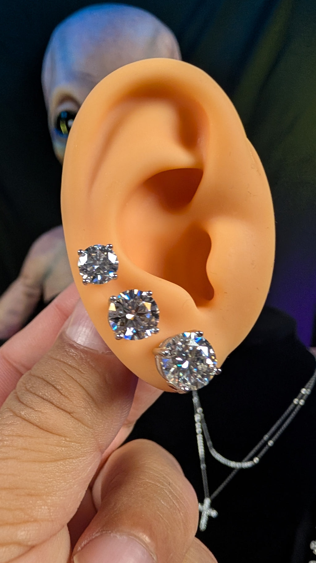 Galactic Ice Starlight Signal Moissanite Stud Earrings 1CT 2CT 3CT | S925 Sterling Silver