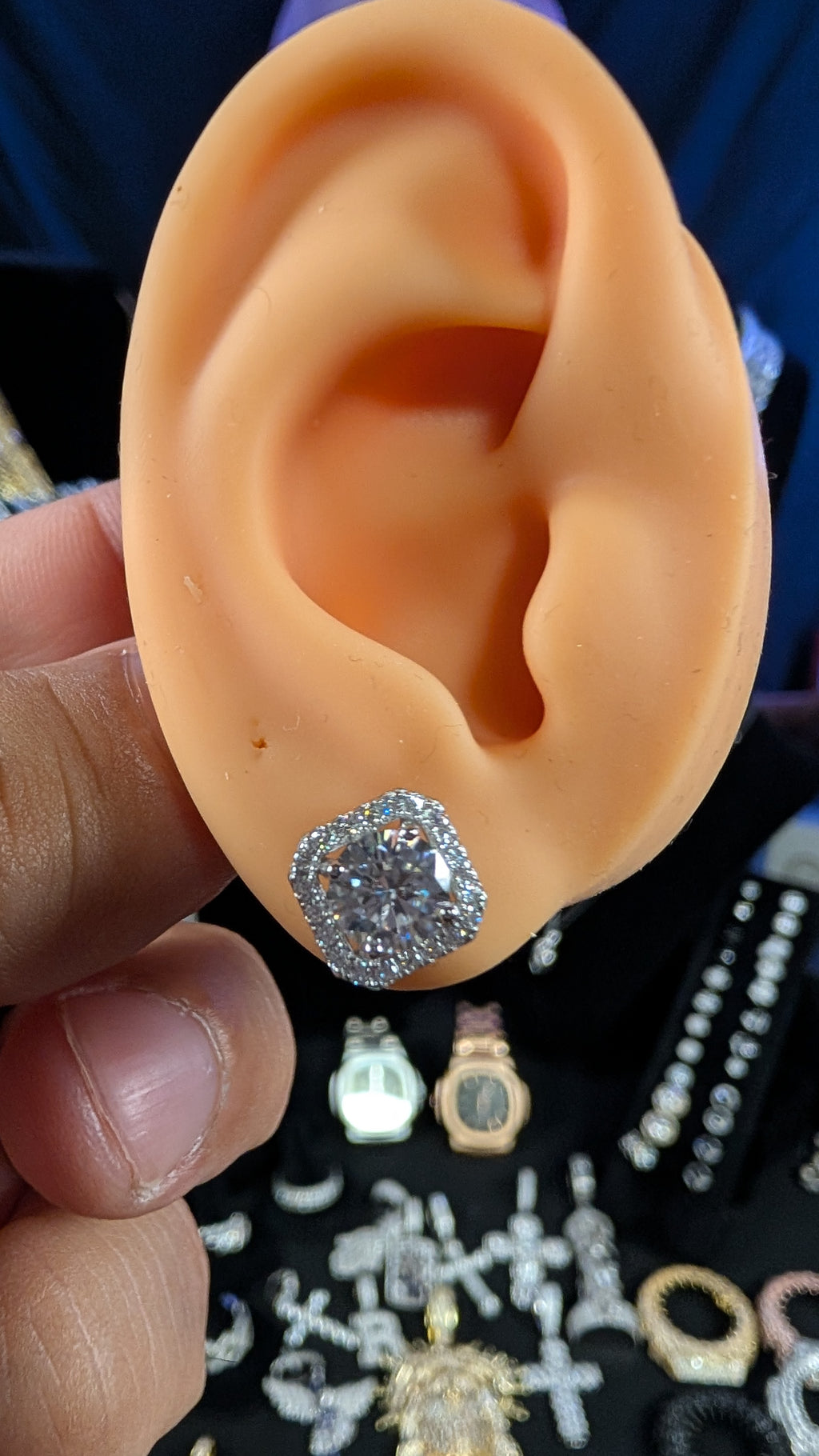 Galactic Ice Supernova Halo 1CT Moissanite Stud Earrings S925 Sterling Silver