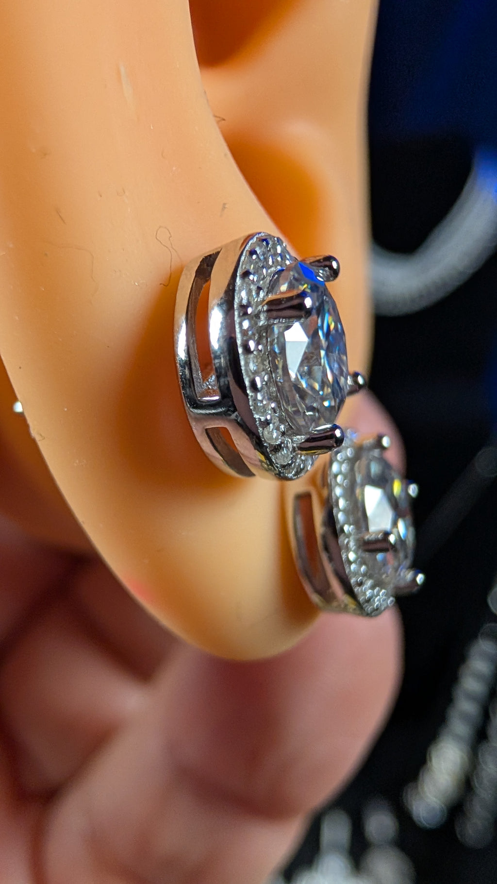 Galactic Ice Orbit Halo 1CT Moissanite Stud Earrings S925 Sterling Silver