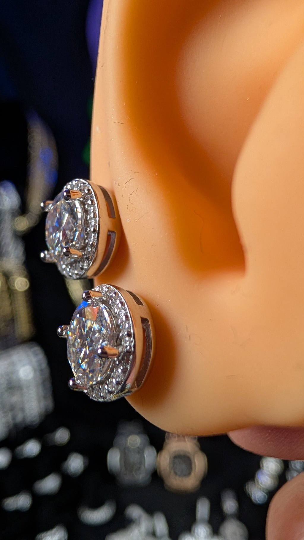 Galactic Ice Orbit Halo 1CT Moissanite Stud Earrings S925 Sterling Silver