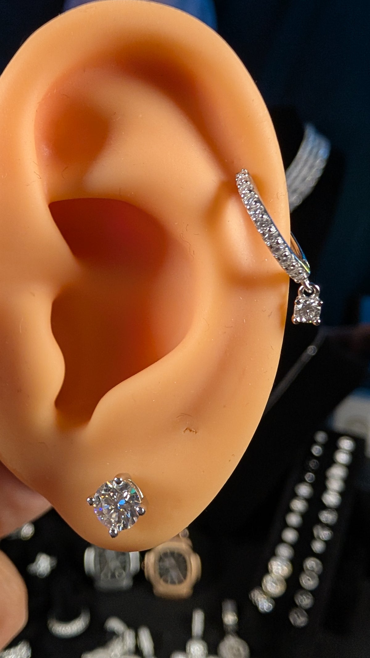 Galactic Ice Starlight Orbit Moissanite Huggie Cartilage Earring S925 Sterling Silver