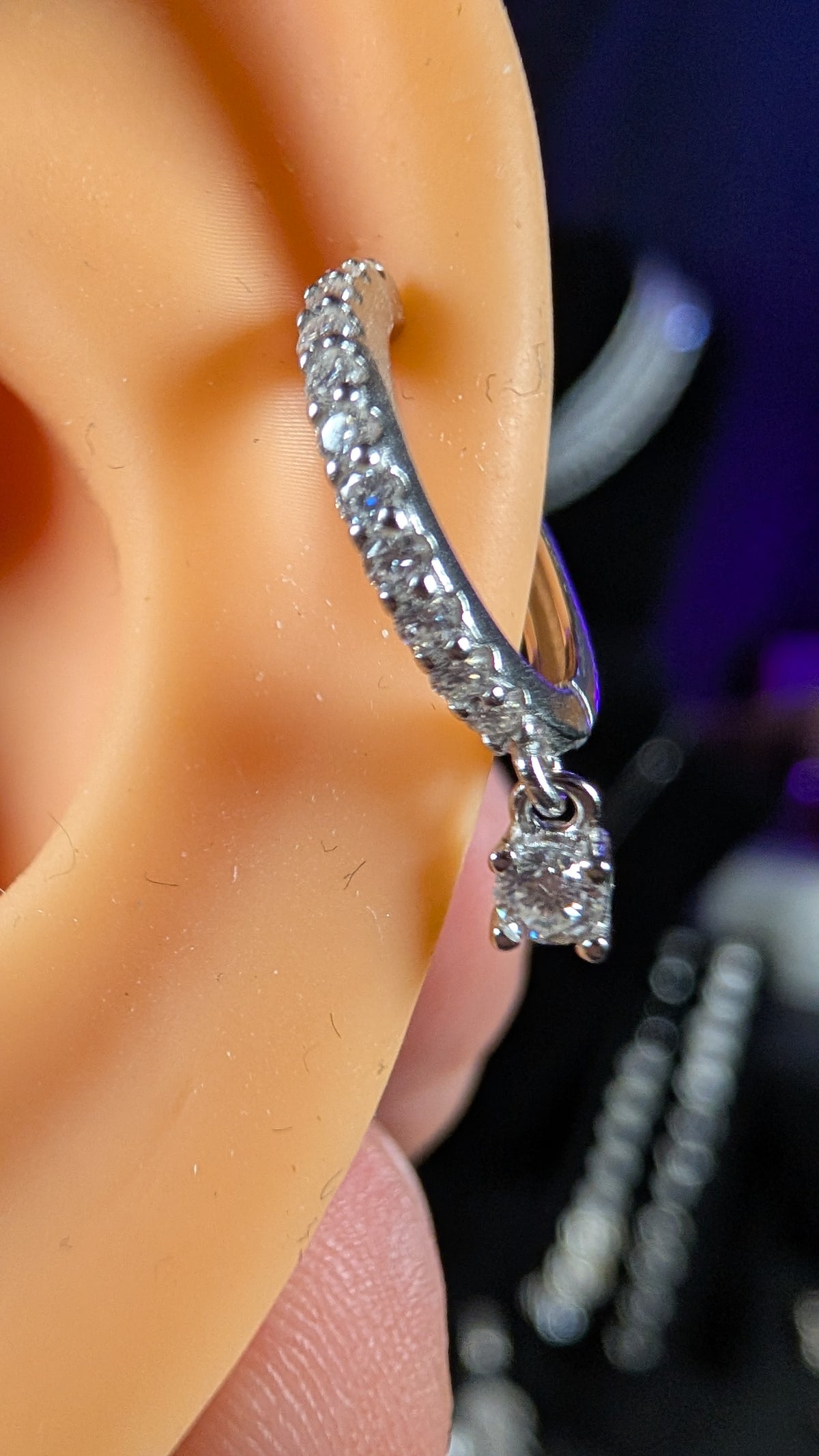 Galactic Ice Starlight Orbit Moissanite Huggie Cartilage Earring S925 Sterling Silver