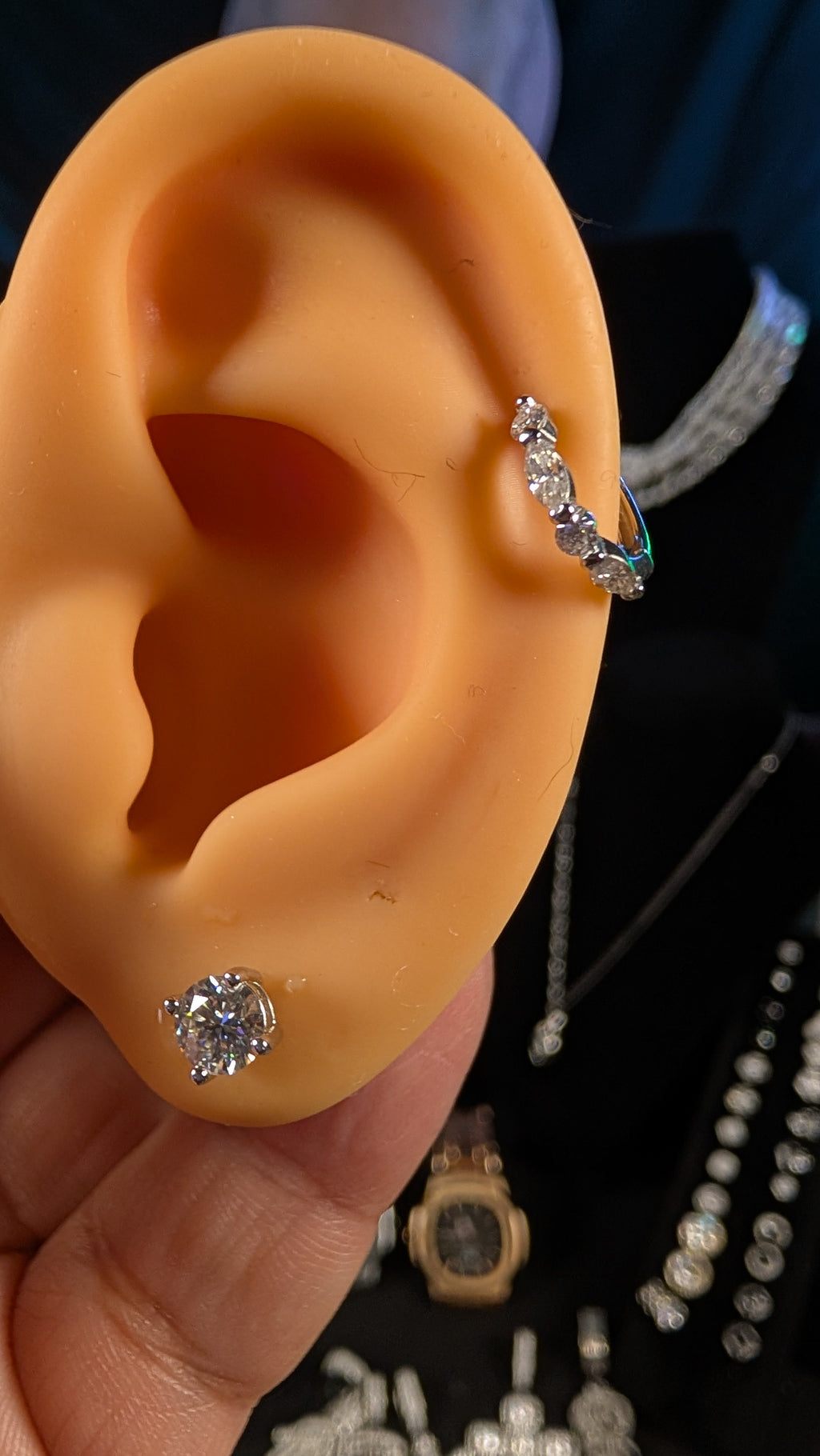 Galactic Ice Planetary Alignment Moissanite Huggie Cartilage Earring S925 Sterling Silver