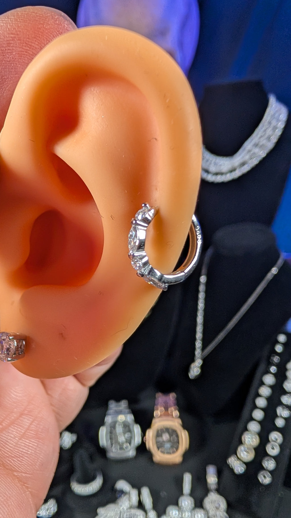Galactic Ice Planetary Alignment Moissanite Huggie Cartilage Earring S925 Sterling Silver