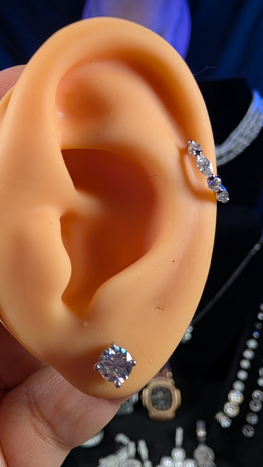Galactic Ice Planetary Alignment Moissanite Huggie Cartilage Earring S925 Sterling Silver