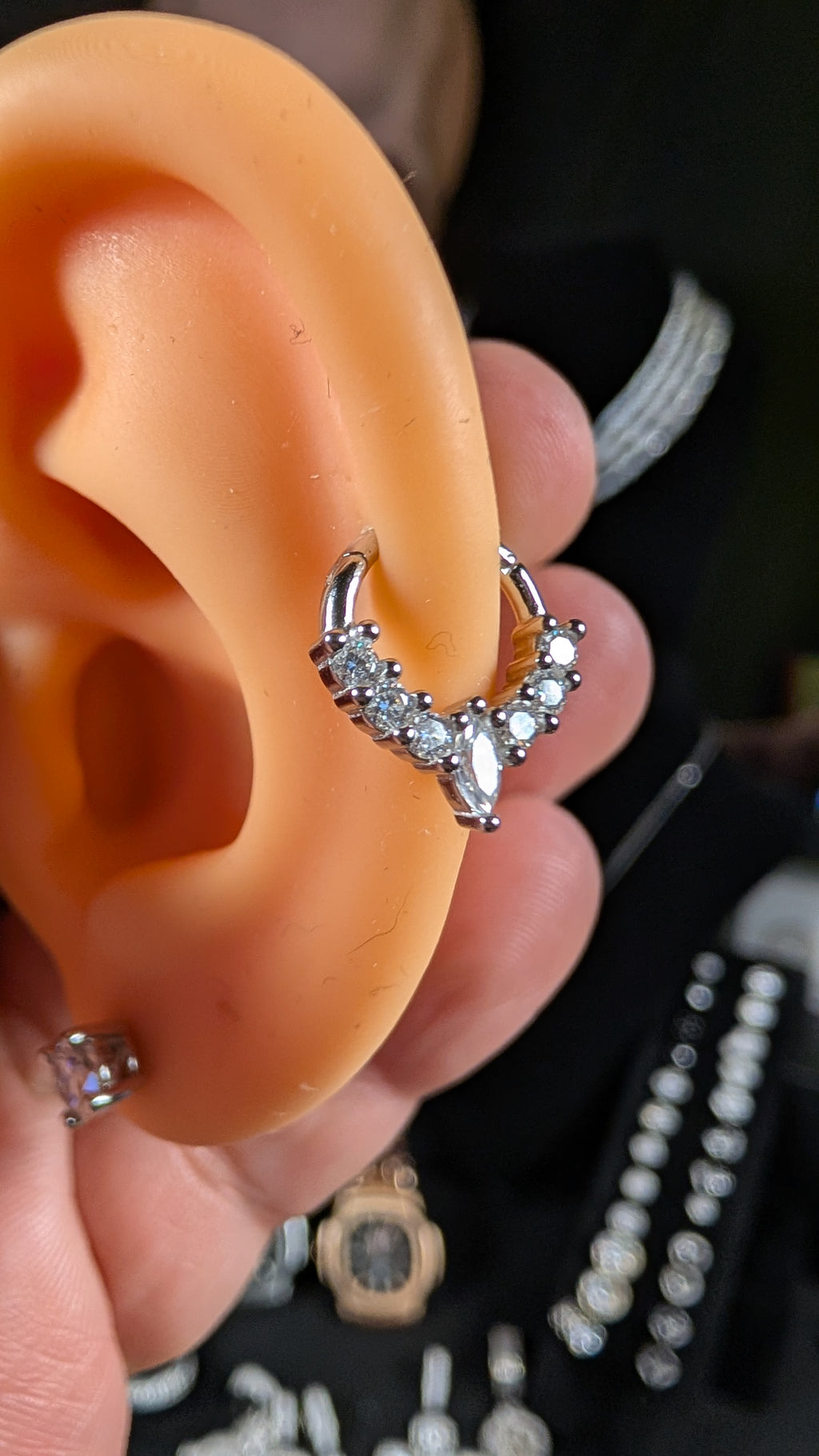Galactic Ice Cosmic Flight Moissanite Huggie Cartilage Earring S925 Sterling Silver