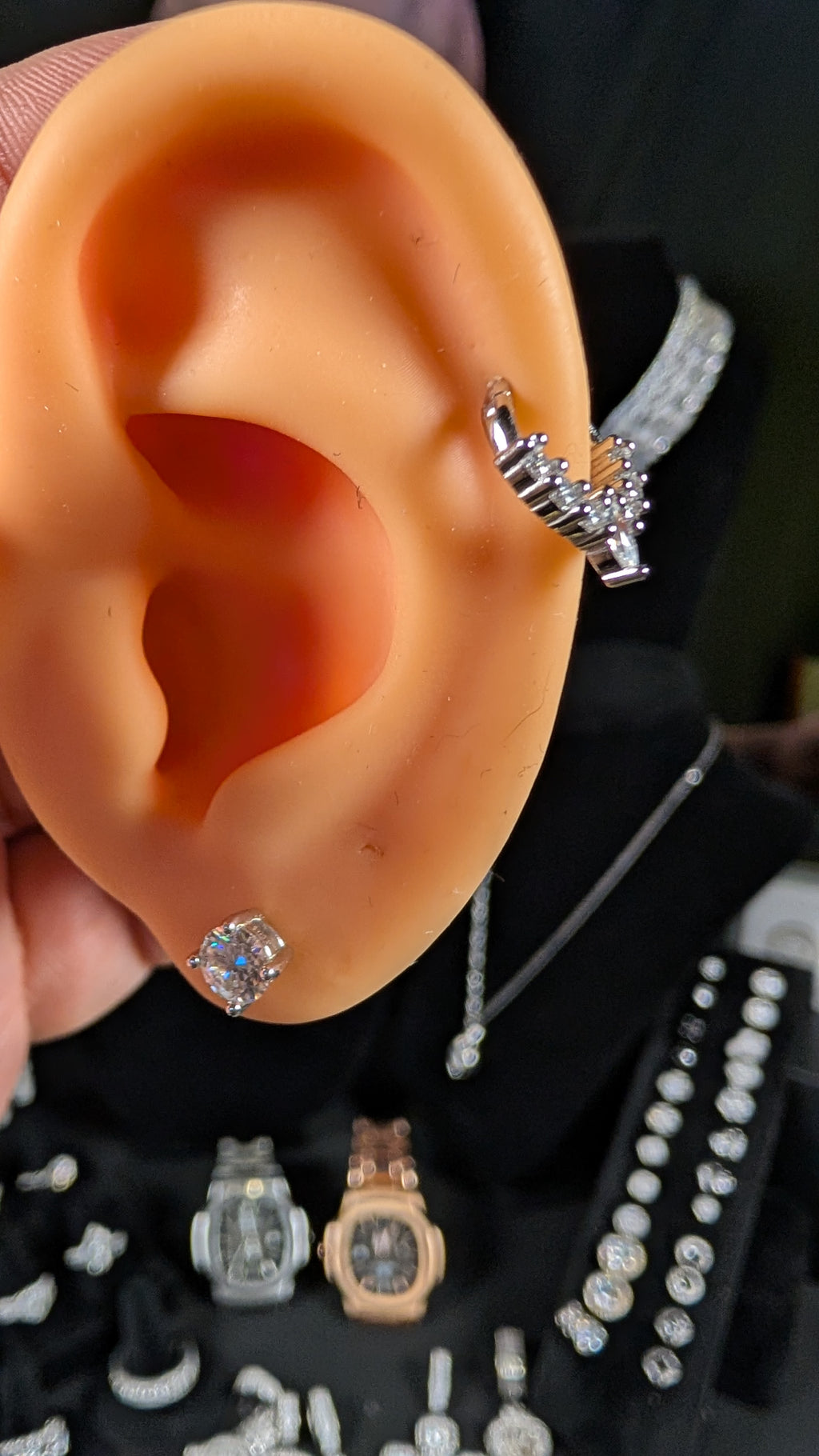 Galactic Ice Cosmic Flight Moissanite Huggie Cartilage Earring S925 Sterling Silver