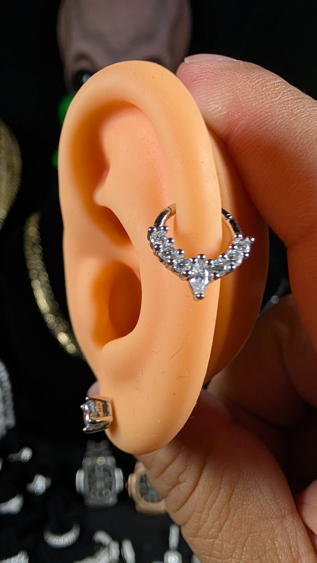 Galactic Ice Cosmic Flight Moissanite Huggie Cartilage Earring S925 Sterling Silver