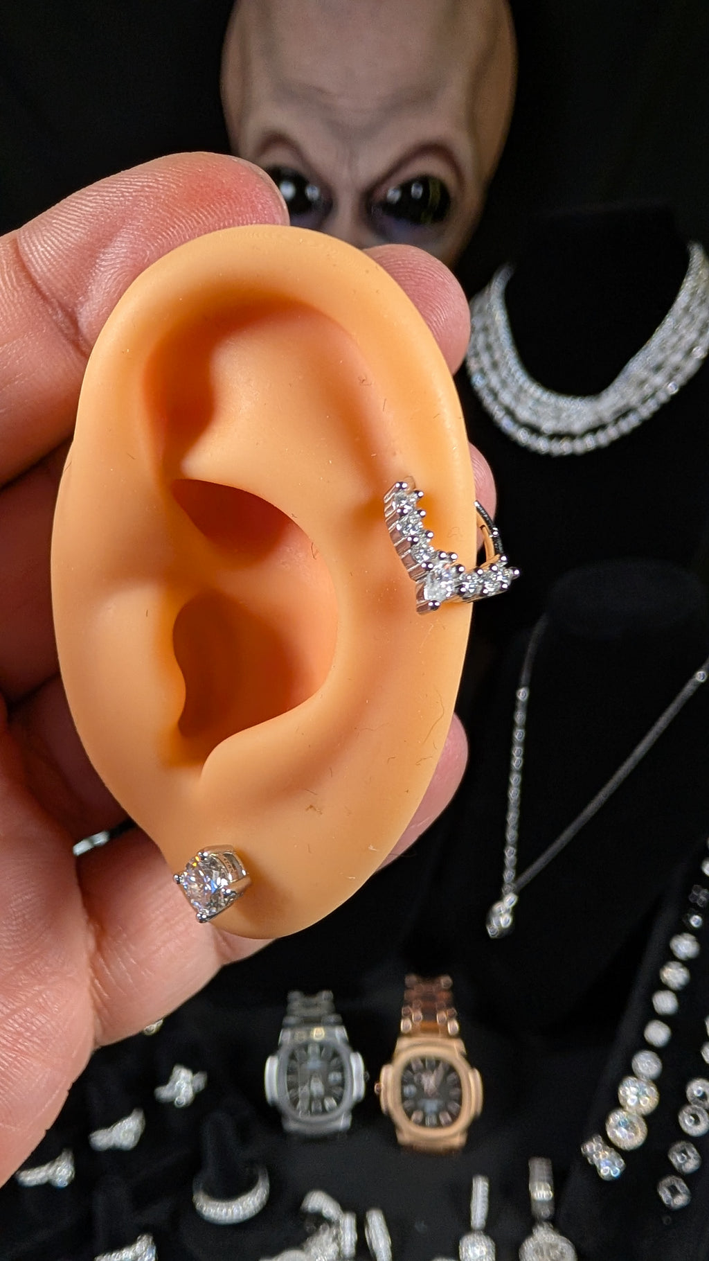 Galactic Ice Cosmic Flight Moissanite Huggie Cartilage Earring S925 Sterling Silver