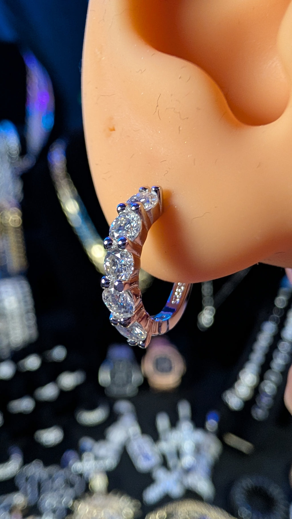 Galactic Ice Planetary Round Cut Moissanite S925 Hoop Earrings