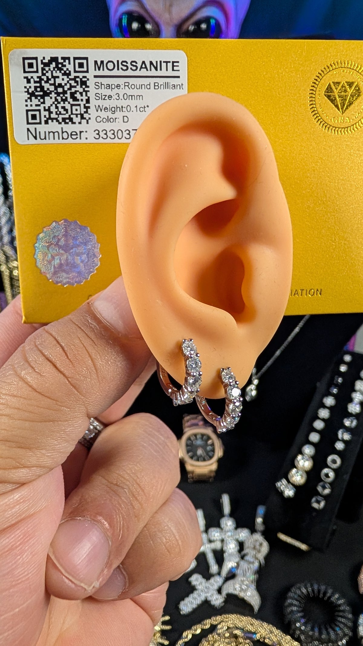 Galactic Ice Planetary Round Cut Moissanite S925 Hoop Earrings