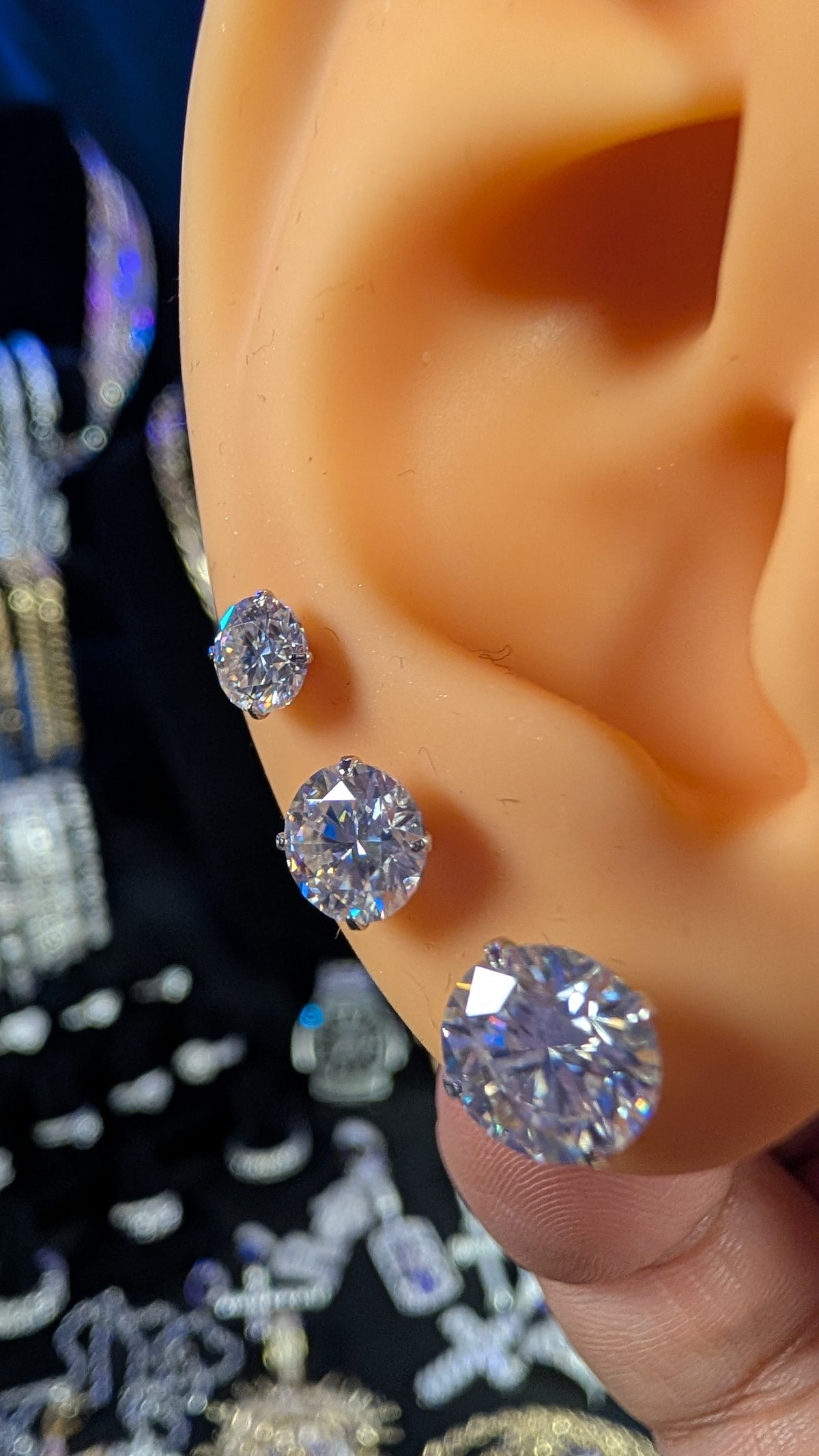 Galactic Ice Cosmic Core Round Cut Moissanite S925 Sterling Silver Studs