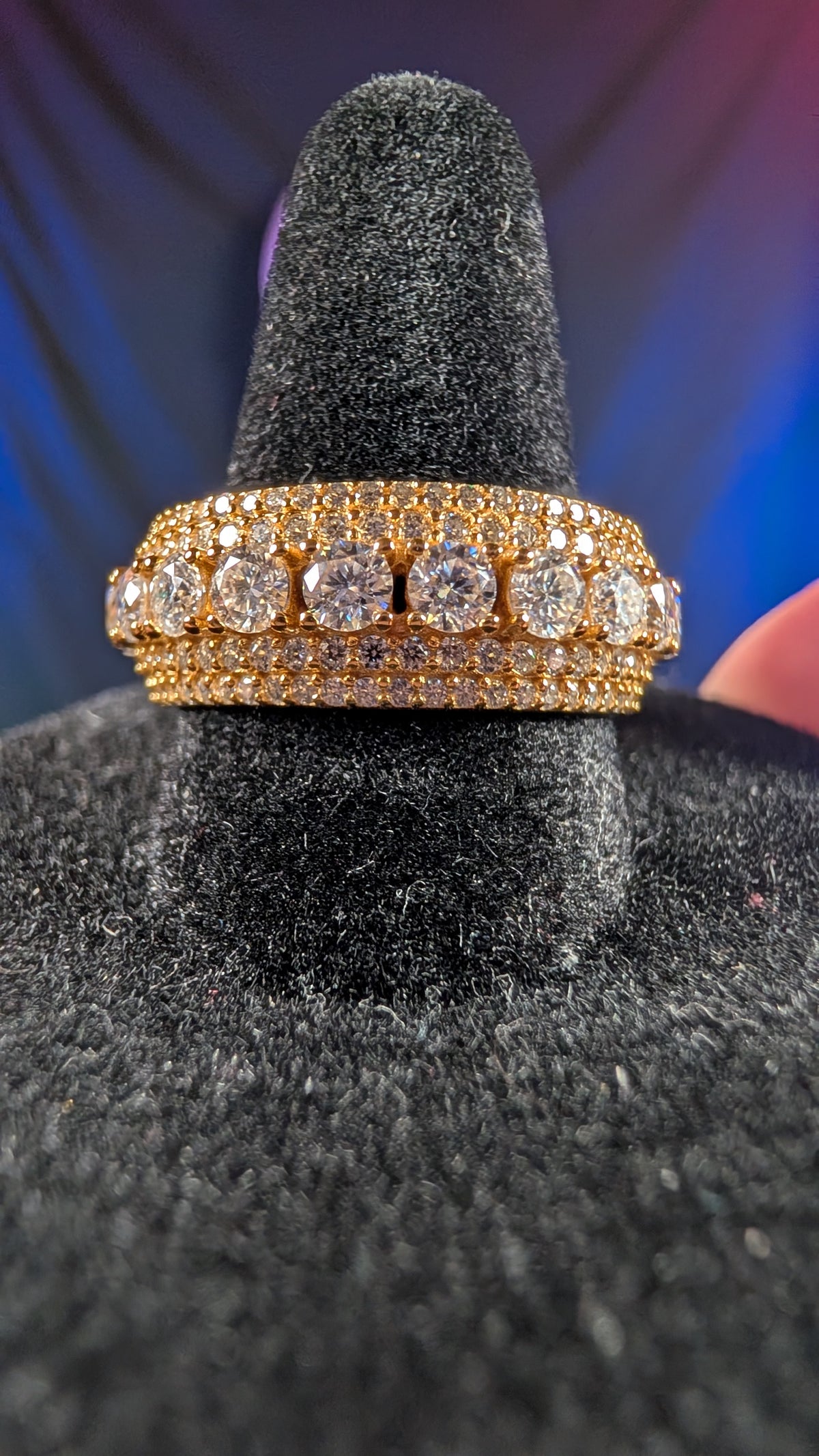 Galactic Ice Solar Dominion Moissanite S925 Sterling Silver Gold Plated Ring